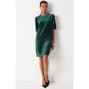 NWT J. Jill Teal Prussian Blue Green Pure Velvet Puff Sleeve Shift Dress NEW